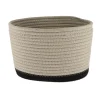 CORBEILLE OVALE PETIT MODELE COTON 25X20CM FICELLE NOIR