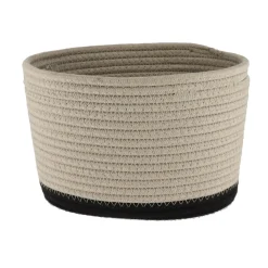 CORBEILLE OVALE PETIT MODELE COTON 25X20CM FICELLE NOIR