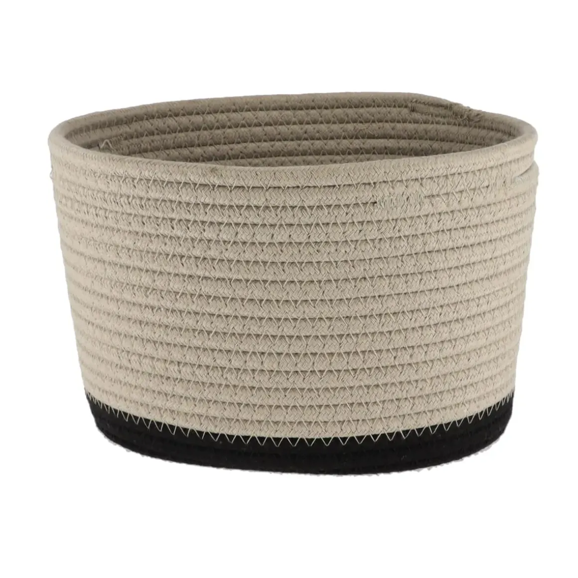 CORBEILLE OVALE PETIT MODELE COTON 25X20CM FICELLE NOIR
