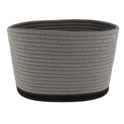 CORBEILLE OVALE PETIT MODELE COTON 25X20CM GRIS NOIR
