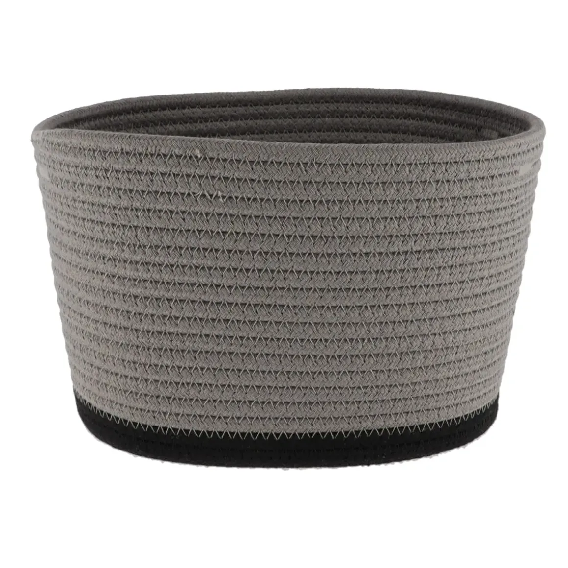 CORBEILLE OVALE PETIT MODELE COTON 25X20CM GRIS NOIR