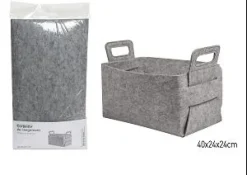 CORBEILLE RANGEMENT FEUTRINE GRIS CLAIR TAILLE L