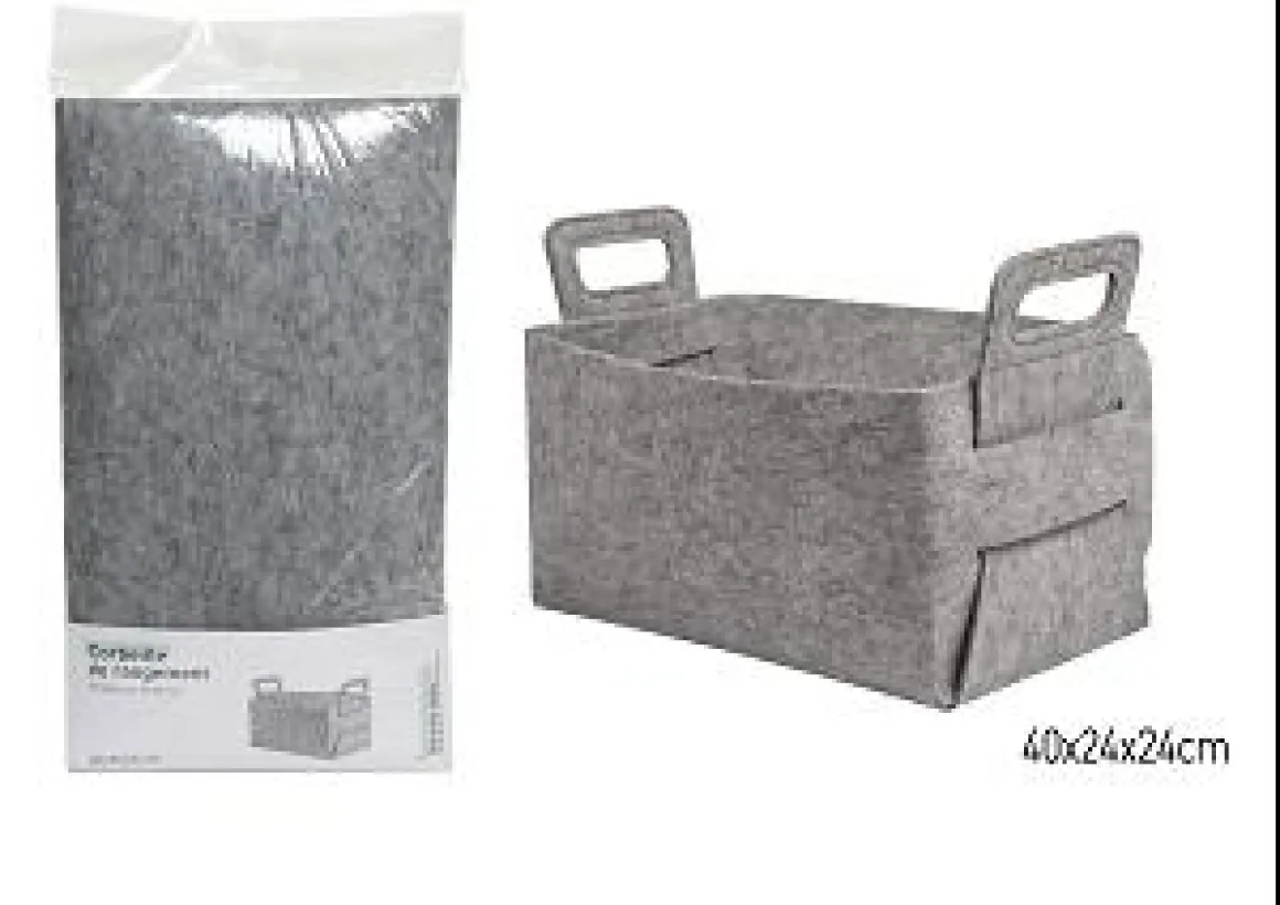 CORBEILLE RANGEMENT FEUTRINE GRIS CLAIR TAILLE L