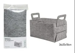 CORBEILLE RANGEMENT FEUTRINE GRIS CLAIR TAILLE M