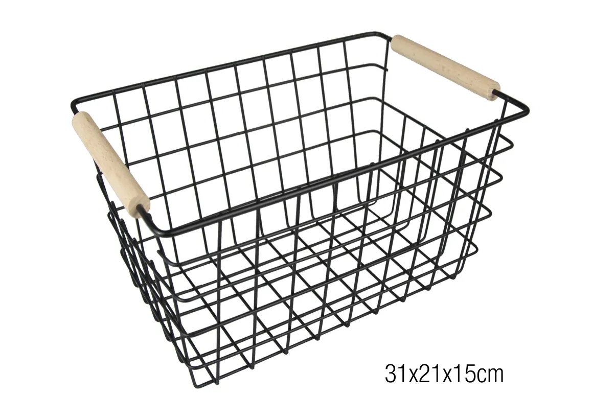 CORBEILLE RANGEMENT METAL NOIR 31X21X15CM