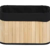 CORBEILLE RECTANGLE 22X16X14CM BAMBOU TISSU NOIR