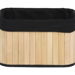 CORBEILLE RECTANGLE 22X16X14CM BAMBOU TISSU NOIR