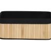 CORBEILLE RECTANGLE 37X25X15CM BAMBOU TISSU NOIR