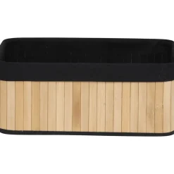 CORBEILLE RECTANGLE 37X25X15CM BAMBOU TISSU NOIR