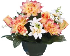 COUPE DAHLIA BOUTON ROSE H28CM ASSORTIS
