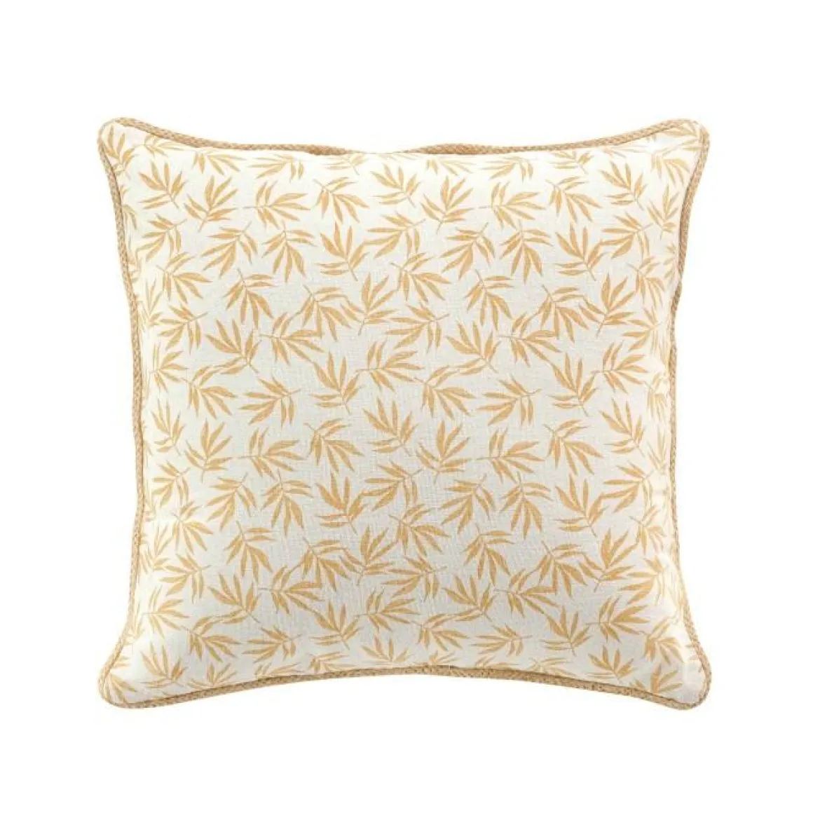 COUSSIN DEHOUSABLE 45X45CM IMPRIME ET JUTE MADDY OCRE