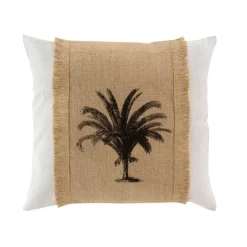 COUSSIN DEHOUSSABLE FRANGES 45X45CM UNI JUTE IMPRIME RICO