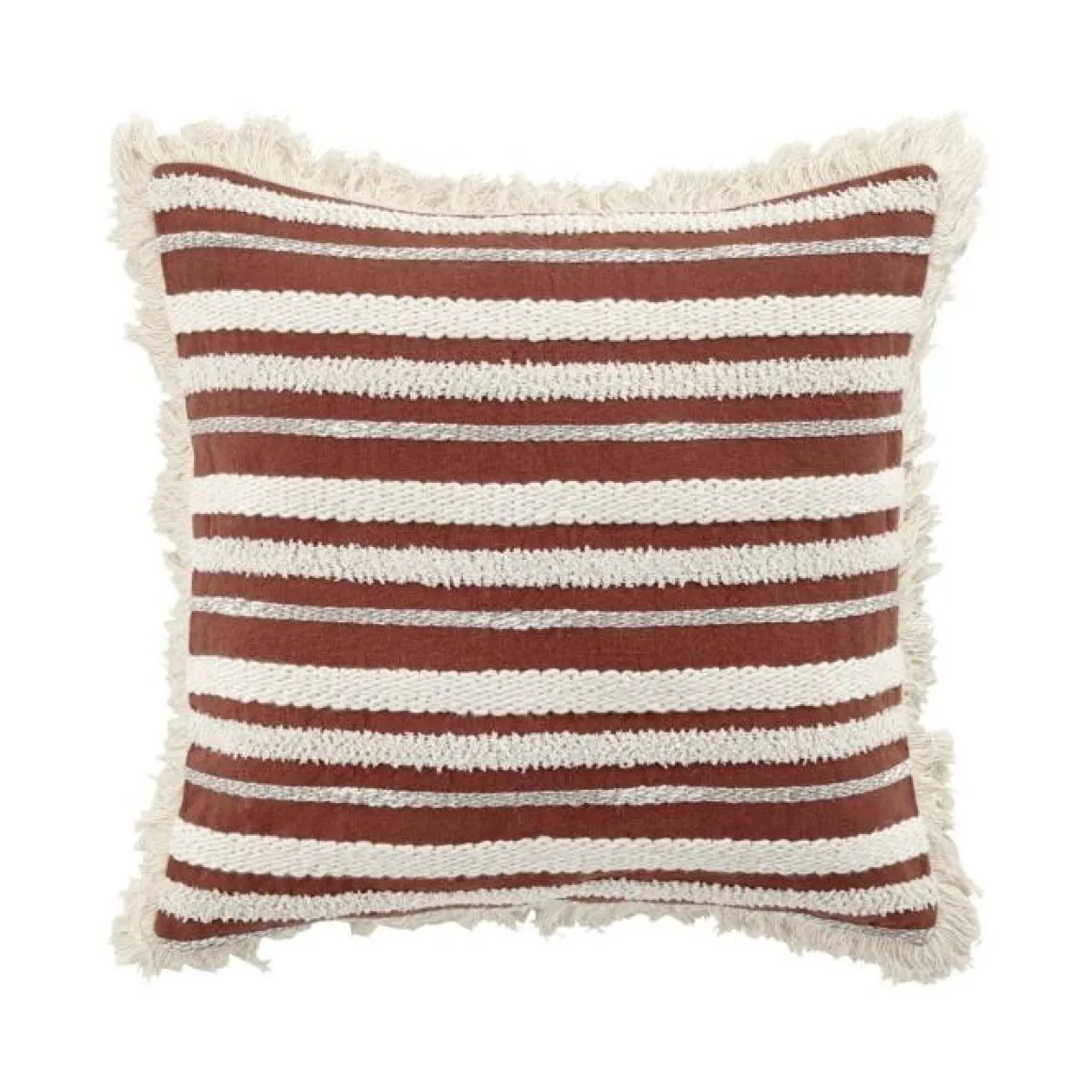 COUSSIN DEHOUSSABLE FRANGES 40X40CM COTON ATLAS TERRACOTTA