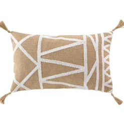 COUSSIN DEHOUSSABLE POMPONS 30X50CM UNI ET JUTE TUFTE ASMARA