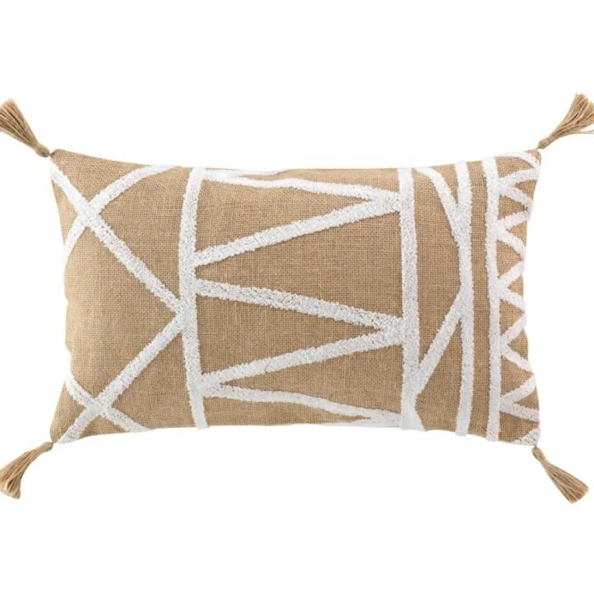 COUSSIN DEHOUSSABLE POMPONS 30X50CM UNI ET JUTE TUFTE ASMARA