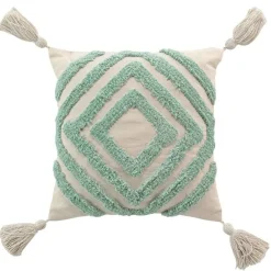 COUSSIN DEHOUSSABLE POMPONS 40X40CM TUFTE ATHENA SAUGE