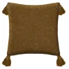COUSSIN MOTIF BRODE NIGHT MOUTARDE 40X40CM