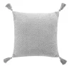 COUSSIN POMPONS 40X40CM COTON TISSE LOUISETTE GRIS