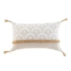 COUSSIN POMPONS 30X50CM JUTE BAHINA BLANC