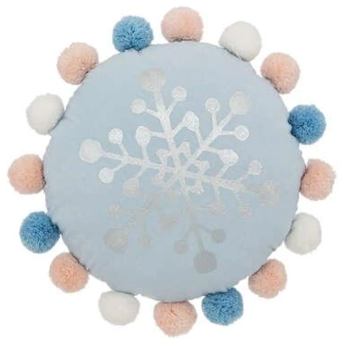 COUSSIN ROND POMPONS HIVER D.35CM