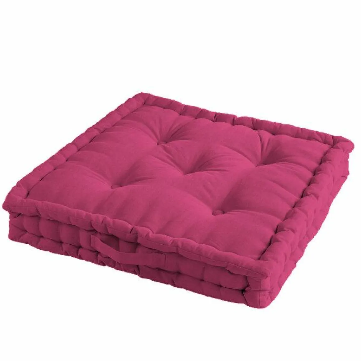 COUSSIN SOL 45X45X10CM COTON UNI PACIFIQUE FRAMBOISE
