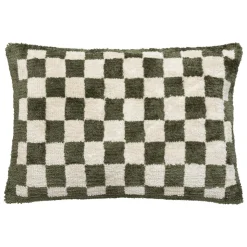 COUSSIN TUFTE DAMIER CORNER KAKI 38X58CM