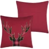 COUSSIN 45X45CM CERF TARTAN ROUGE