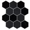 CREDENCE ADHESIVE X4 PIECES 25X23.2CM MURAL HEXAGONE NOIR