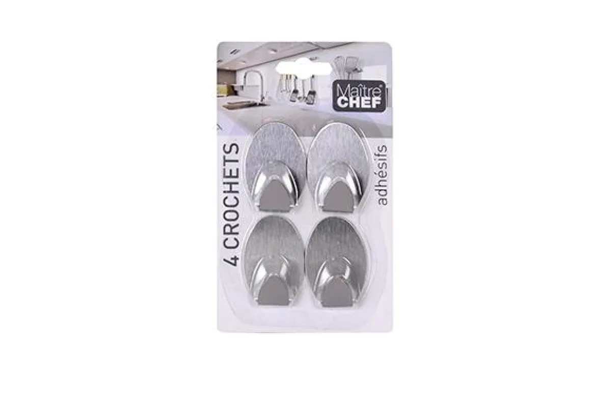 4 CROCHETS ADHESIFS INOX