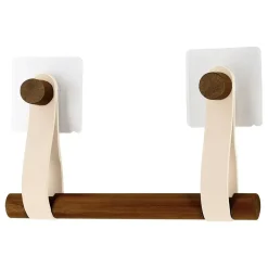 DEROULEUR PAPIER WC BAMBOU LANIERES SIMILI CUIR BEIGE
