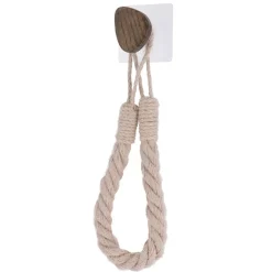 DEROULEUR PAPIER WC OU PORTE SERVIETTES CORDE BOIS BEIGE