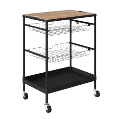 DESSERTE 2 PANIERS METAL ET PLANCHE AMOVIBLE