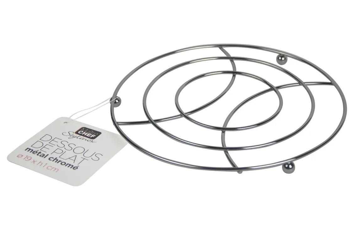 DESSOUS DE PLAT ROND METAL CHROME