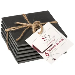 DESSOUS DE VERRE X6 PIECES ARDOISE 10X10CM