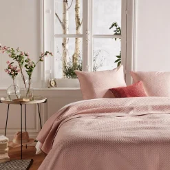 DESSUS DE LIT ET 2 TAIES DOLCE ROSE POUDRE 260X240CM