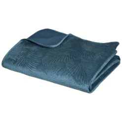 DESSUS LIT VELOURS FEUILLE CANARD 240X260CM