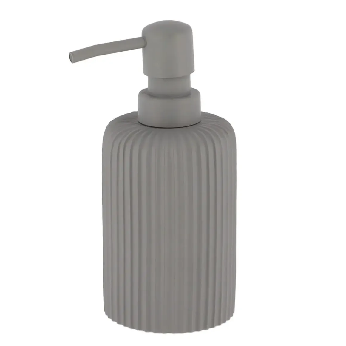 DISTRIBUTEUR A SAVON ARRONDI STRIE POLYRESINE 230ML GRIS