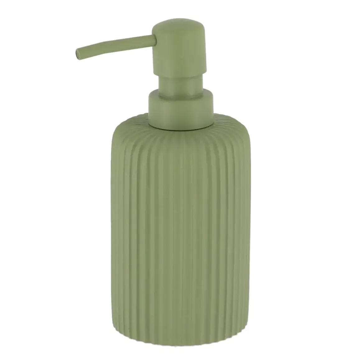 DISTRIBUTEUR A SAVON ARRONDI STRIE POLYRESINE 230ML KAKI