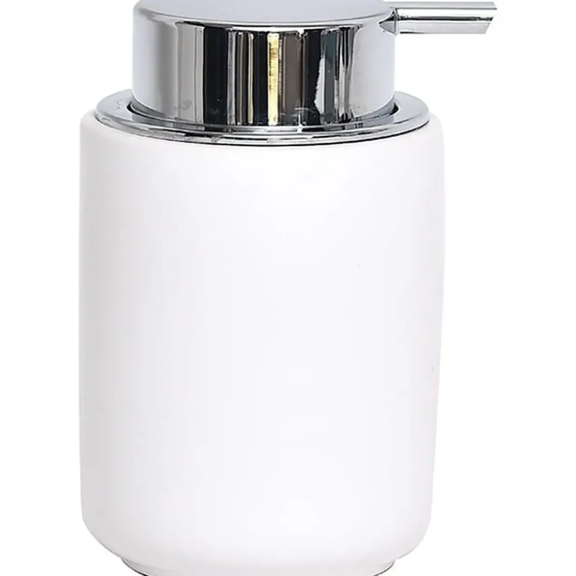 DISTRIBUTEUR A SAVON DOLOMITE ROND POMPE CHROME BLANC