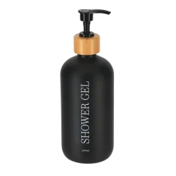 DISTRIBUTEUR GEL DOUCHE VERRE BAMBOU 500ML NOIR MAT