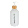 DISTRIBUTEUR GEL DOUCHE VERRE BAMBOU 500ML BLANC MAT
