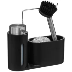 DISTRIBUTEUR SAVON AVEC BROSSE ET EPONGE NOIR