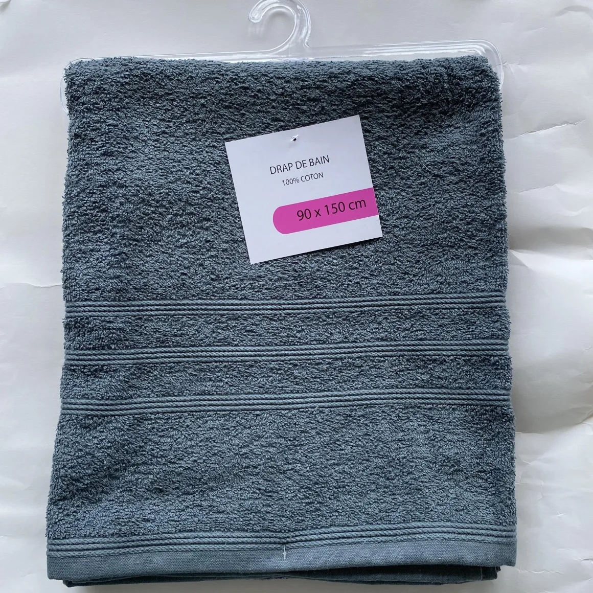 DRAP BAIN 90X150CM GRIS VERT