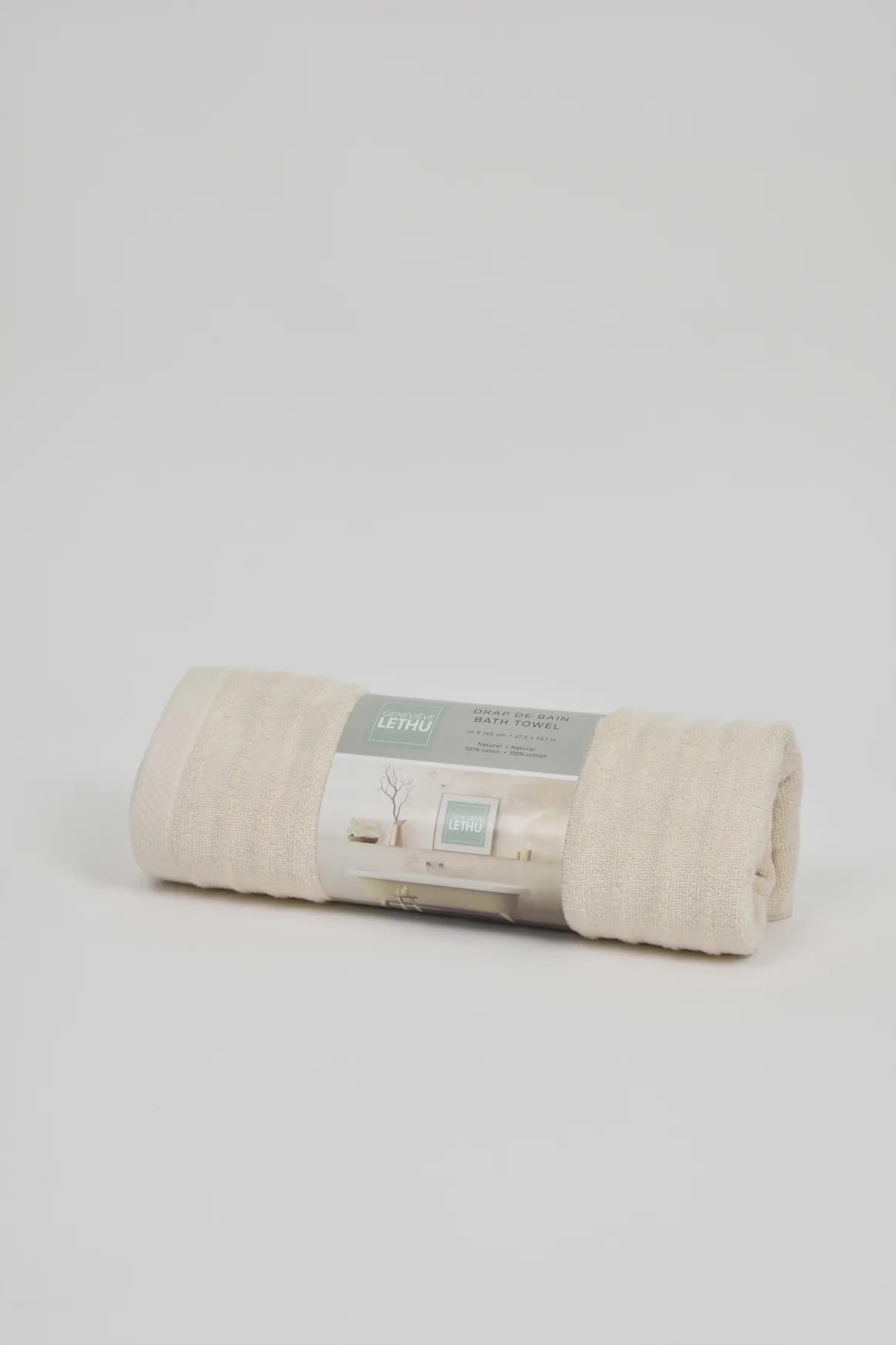DRAP DOUCHE 70X140CM GENEVIEVE LETHU 550G CREME