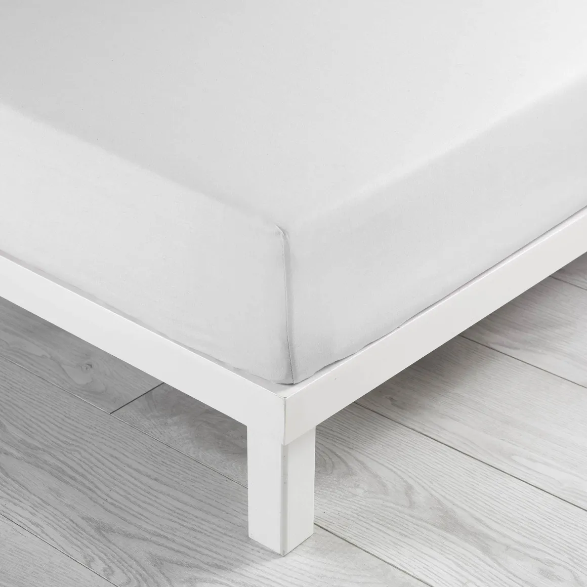 DRAP HOUSSE 140X190CM COTON LAVE 57 FILS LINETTE BLANC