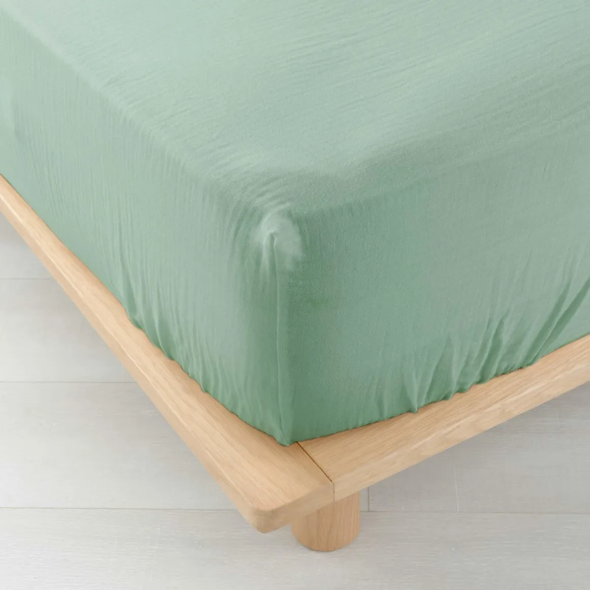 DRAP HOUSSE 140X190CM GAZE COTON UNI 57 FILS ANGELIA SAUGE