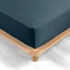 DRAP HOUSSE 90X190CM PERCALE 78 FILS PERCALINE BLEU NUIT