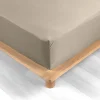DRAP HOUSSE 160X200CM PERCALE UNI 78 FILS SABLE