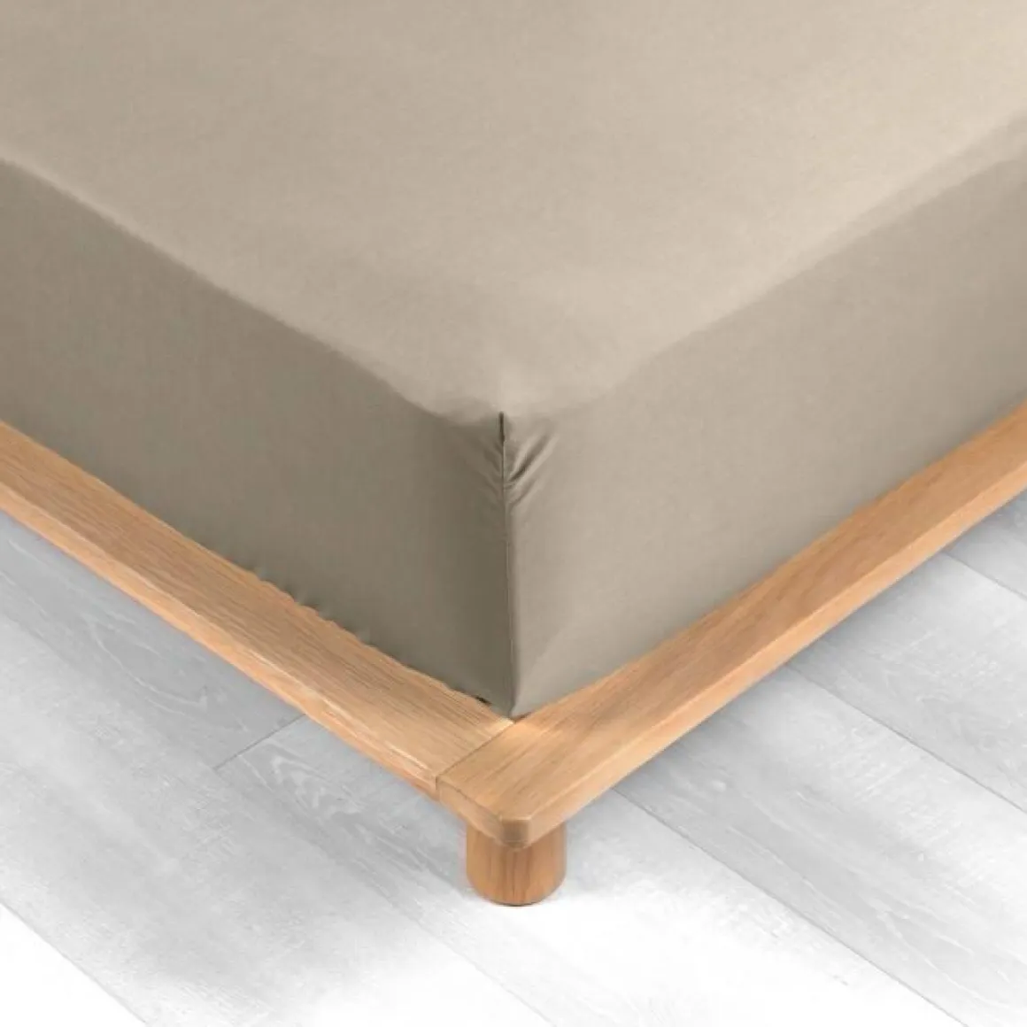 DRAP HOUSSE 140X190CM PERCALE UNI 78 FILS SABLE
