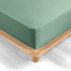 DRAP HOUSSE 160X200CM PERCALE UNI 78 FILS TILLEUL